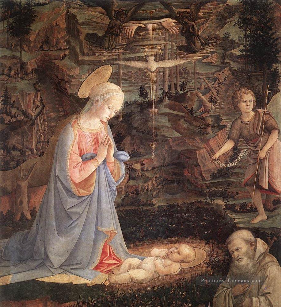 Adoration de l’enfant avec des saints 1463 Renaissance Filippo Lippi Peintures à l'huile